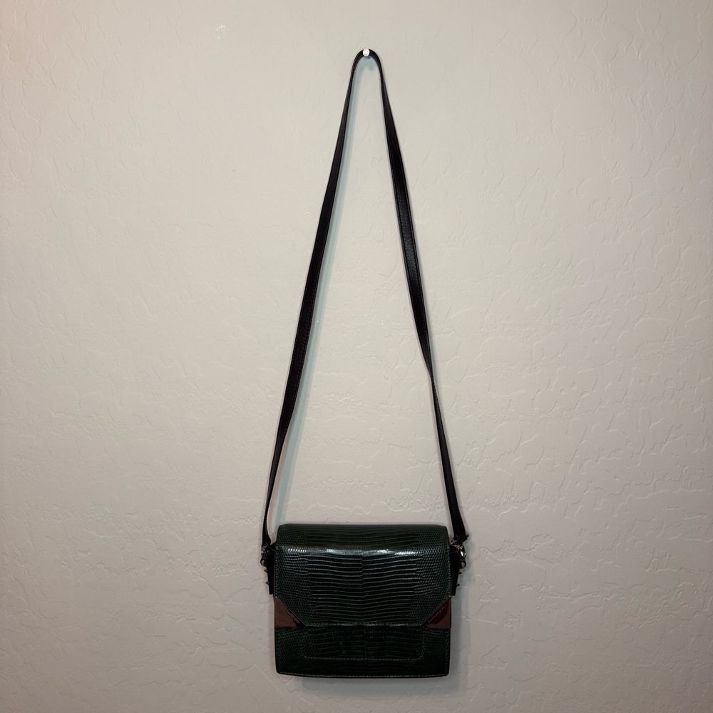 Barbara Bui Green Varanus Salvator Lizard Madness Crossbody Bag One Size